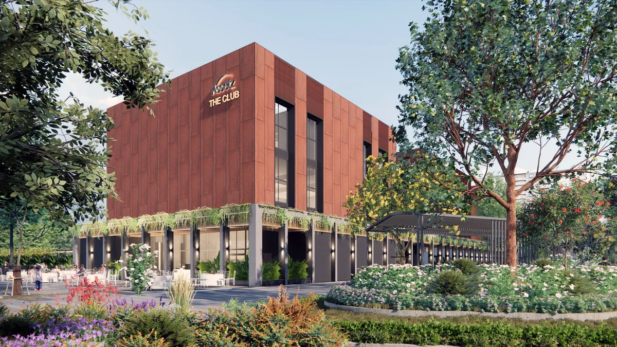 Realistic CGI landscape panorama of Assetz Codename Sublime showing the full development with green spine, garden areas, and tower placement